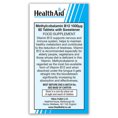 Methylcobalamin Metcobin⢠1000mcg Tablets - HealthAid