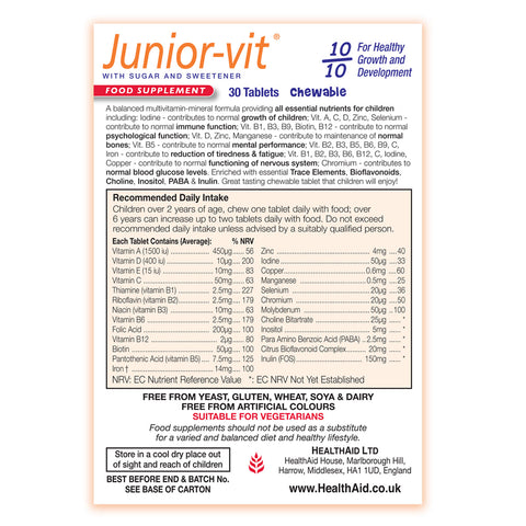 Junior-vit® - Chewable (Tutti-fruity Flavour) Tablets