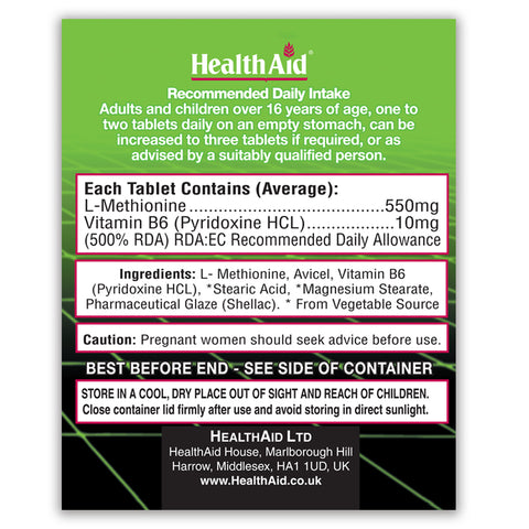 L-Methionine 550mg + Vitamin B6 Tablets