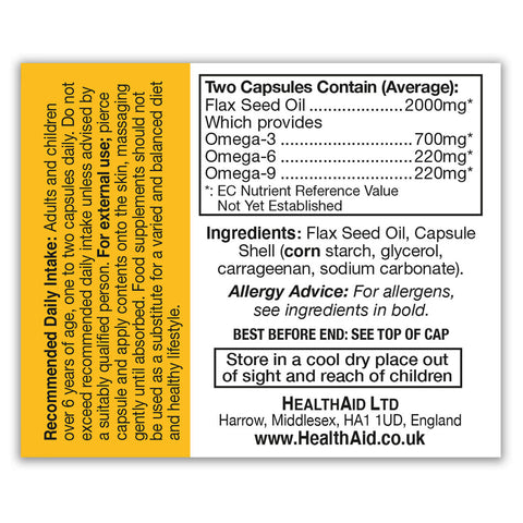 Flaxseed Oil 1000mg 60 Capsules - HealthAid
