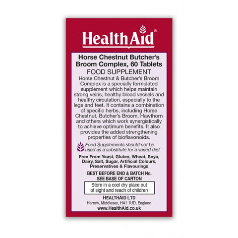 Horse Chestnut, Butchers Broom Complex Tablets - HealthAid