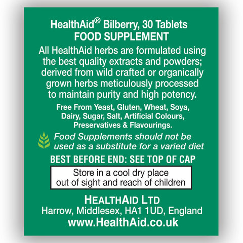Bilberry 275mg Equivalent  Tablets