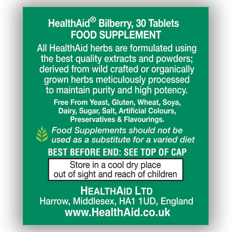 Bilberry 275mg Equivalent Tablets