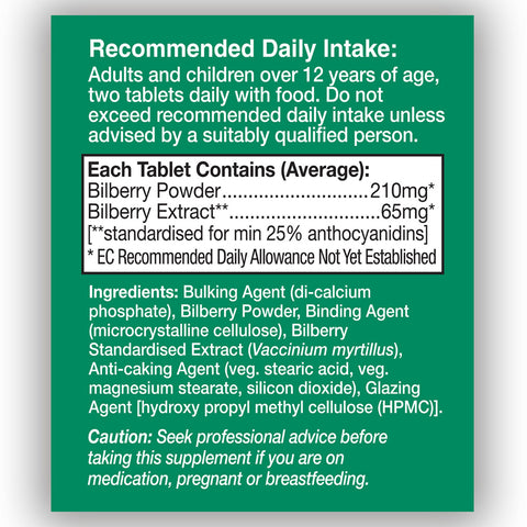 Bilberry 275mg Equivalent Tablets