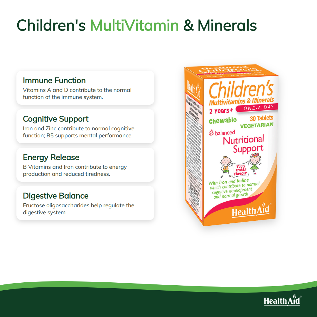 Children's MultiVitamin & Minerals - Chewable (Tutti-fruity Flavour) Tablets