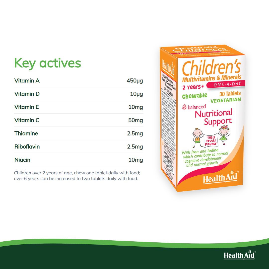 Children's MultiVitamin & Minerals - Chewable (Tutti-fruity Flavour) Tablets