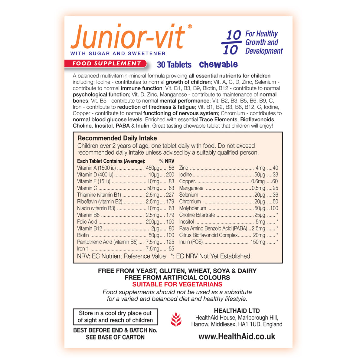 Junior-vit® - Chewable (Tutti-fruity Flavour) Tablets