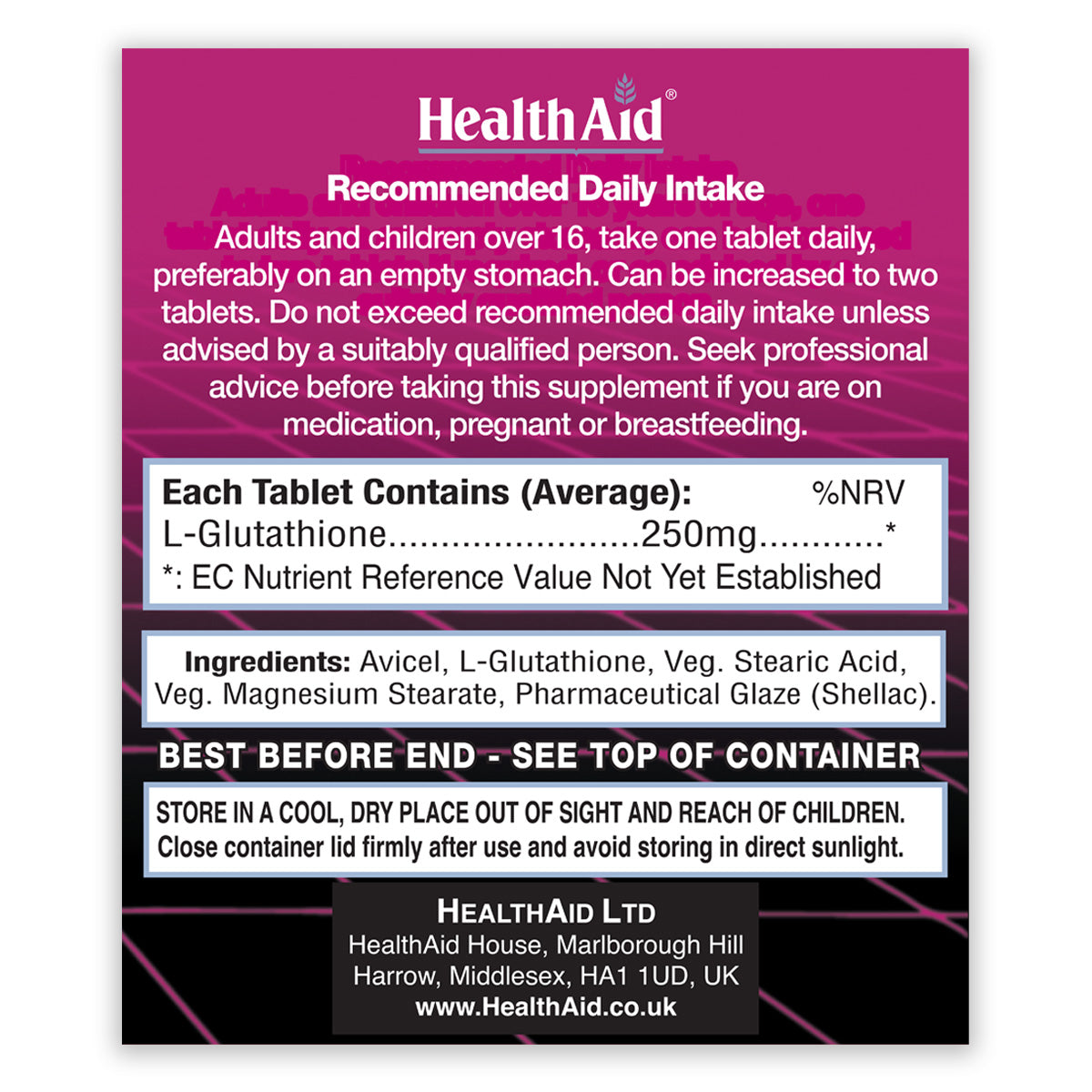 L-Glutathione 250mg Tablets – HealthAid®