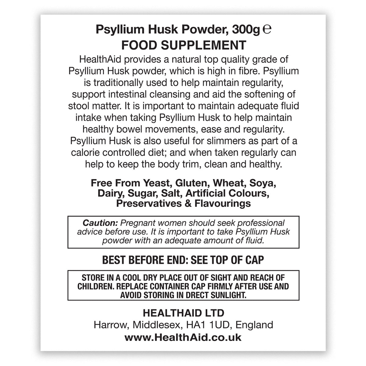 Psyllium Husk Fibre 300g Powder