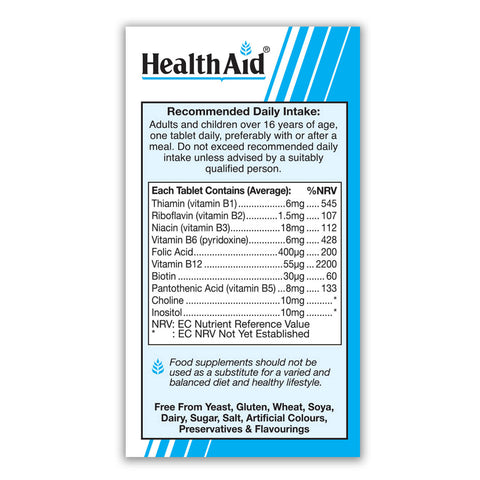 Vegan B Complex Tablets - HealthAid