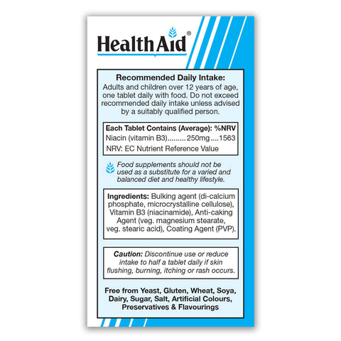 Vitamin B3 (Niacinamide) 250mg Tablets - Prolonged Release - HealthAid