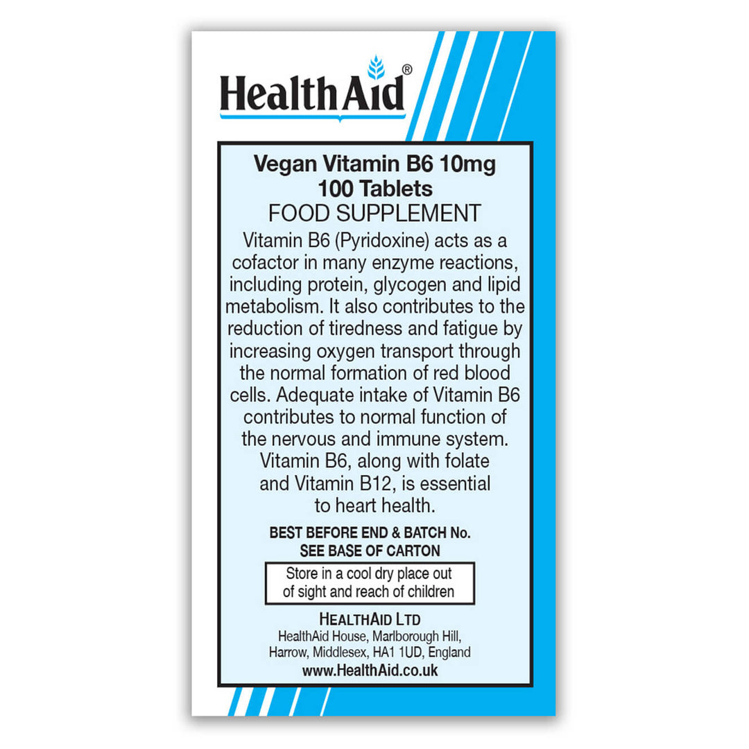 Vitamin B6 (Pyridoxine HCl) 10mg Tablets – HealthAid®