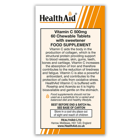 Vitamin C 500mg Chewable Tablets - HealthAid