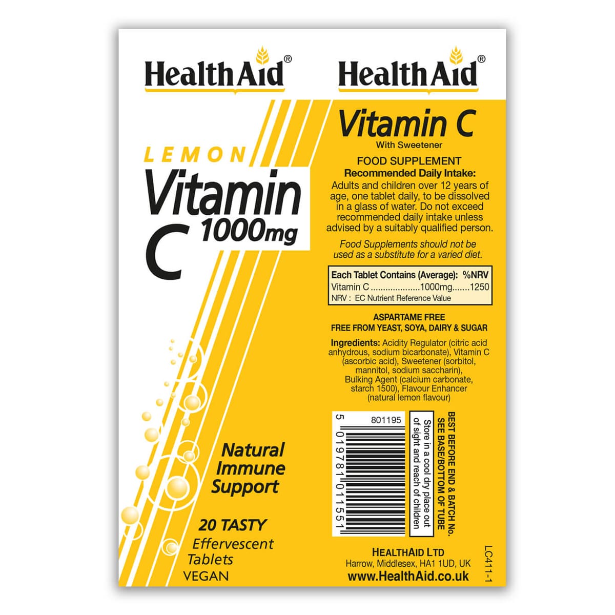 Vitamin C 1000mg - Effervescent  (Lemon Flavour) Tablets