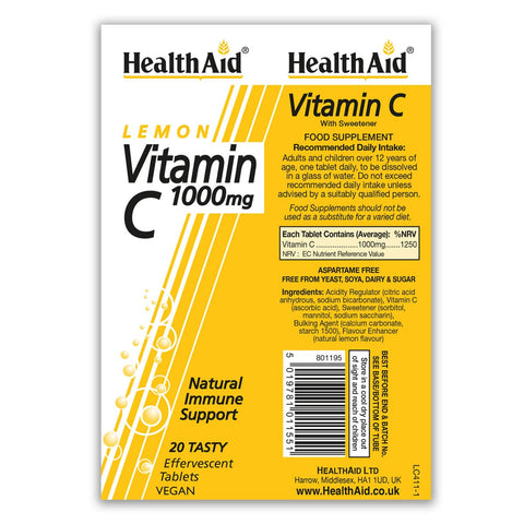 Vitamin C 1000mg - Effervescent  (Lemon Flavour) Tablets