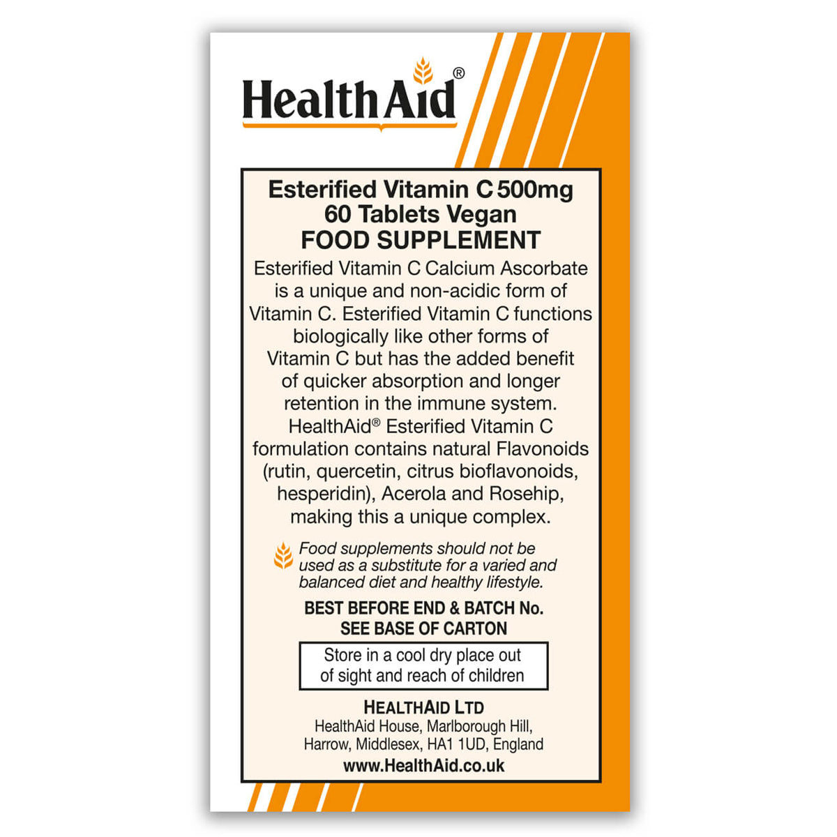 Esterified Vitamin C 500mg Tablets - HealthAid