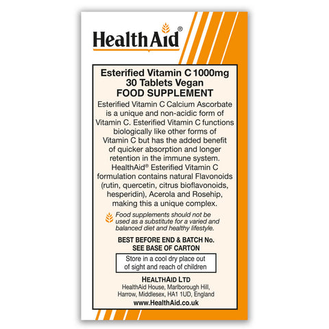 Esterified Vitamin C 1000mg Tablets - HealthAid