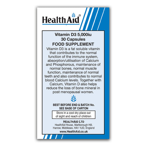 Vitamin D3 5000iu Vegicaps - HealthAid