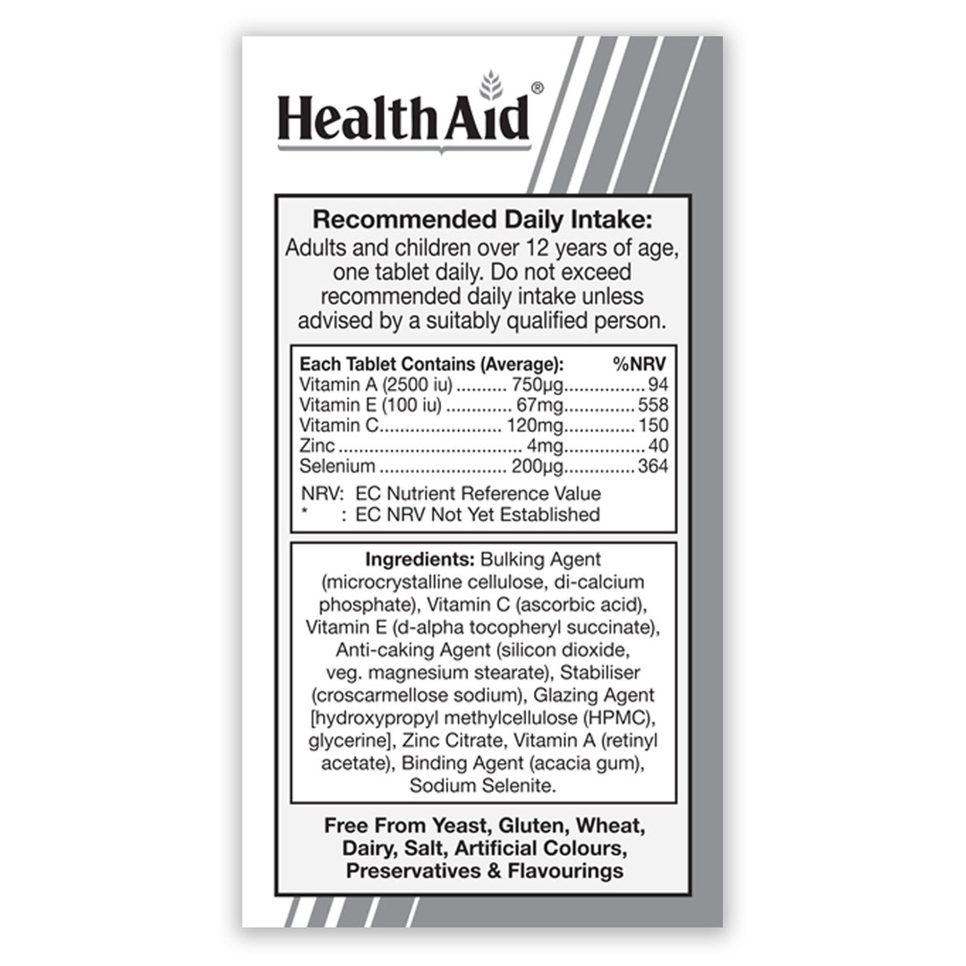 Selenium Plus (Vitamins A, C, E & Zinc) – HealthAid®