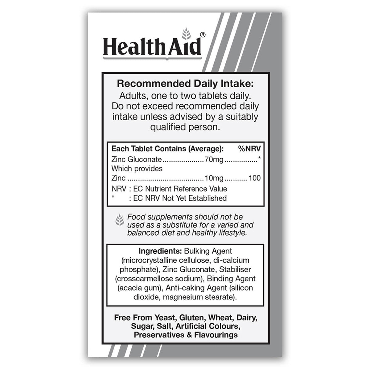 Zinc Gluconate 70mg Tablets