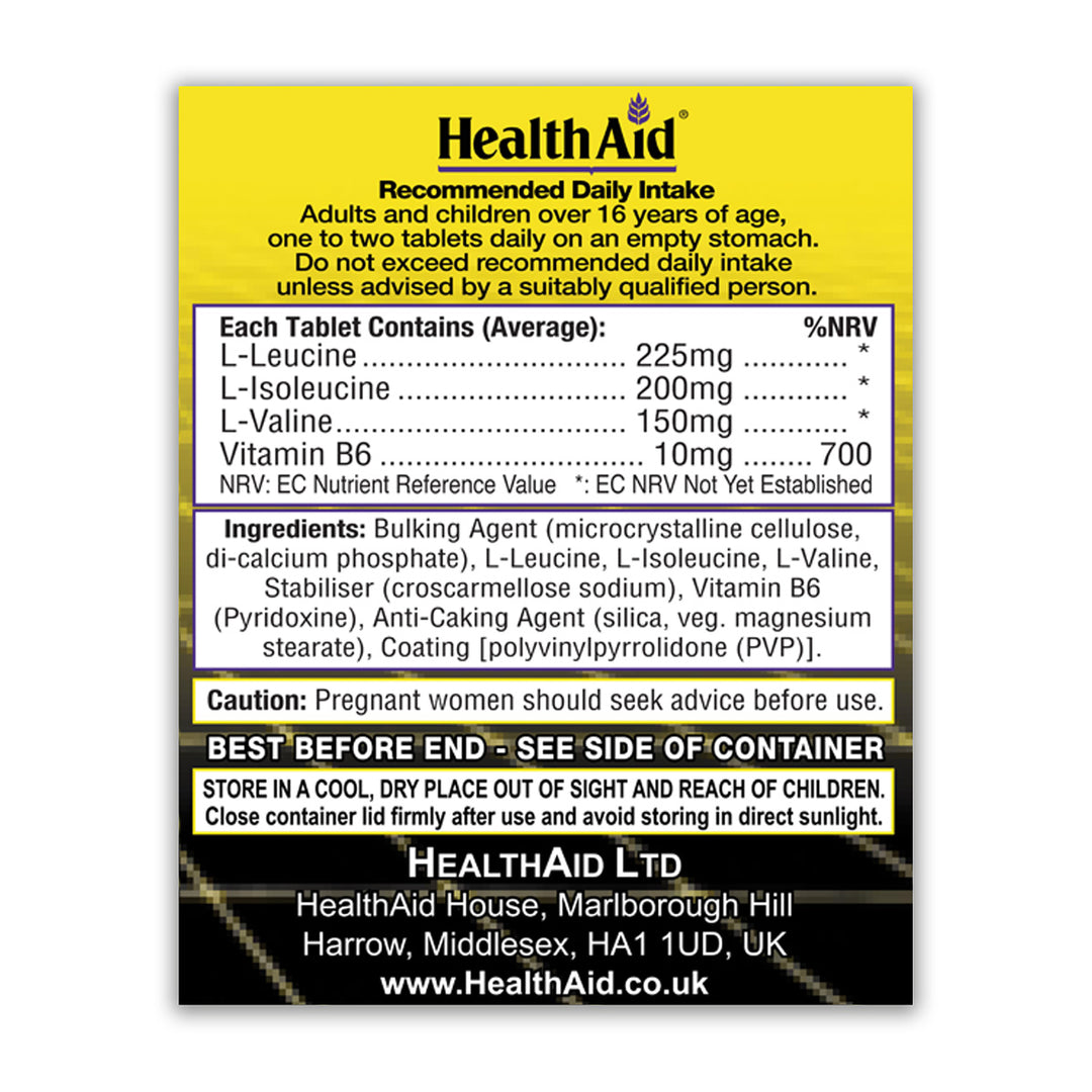 Branched Chain Amino Acids + Vitamin B6 Tablets HealthAid®