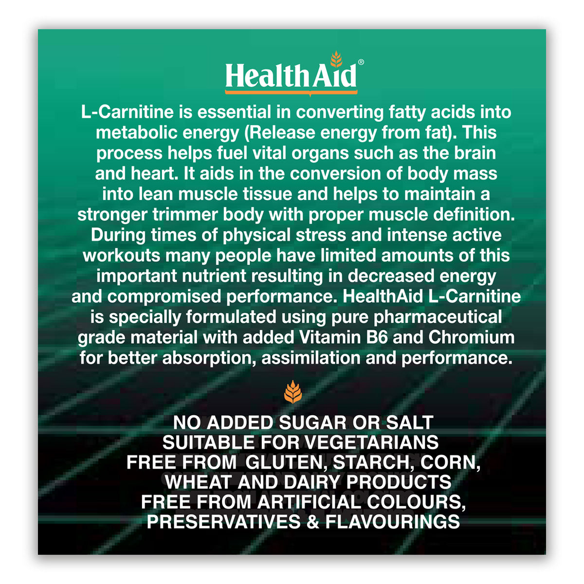 health aid l carnitine L-CARNITINE 550mg 30 TABS L-Carnitine 550mg + Vitamin B6+