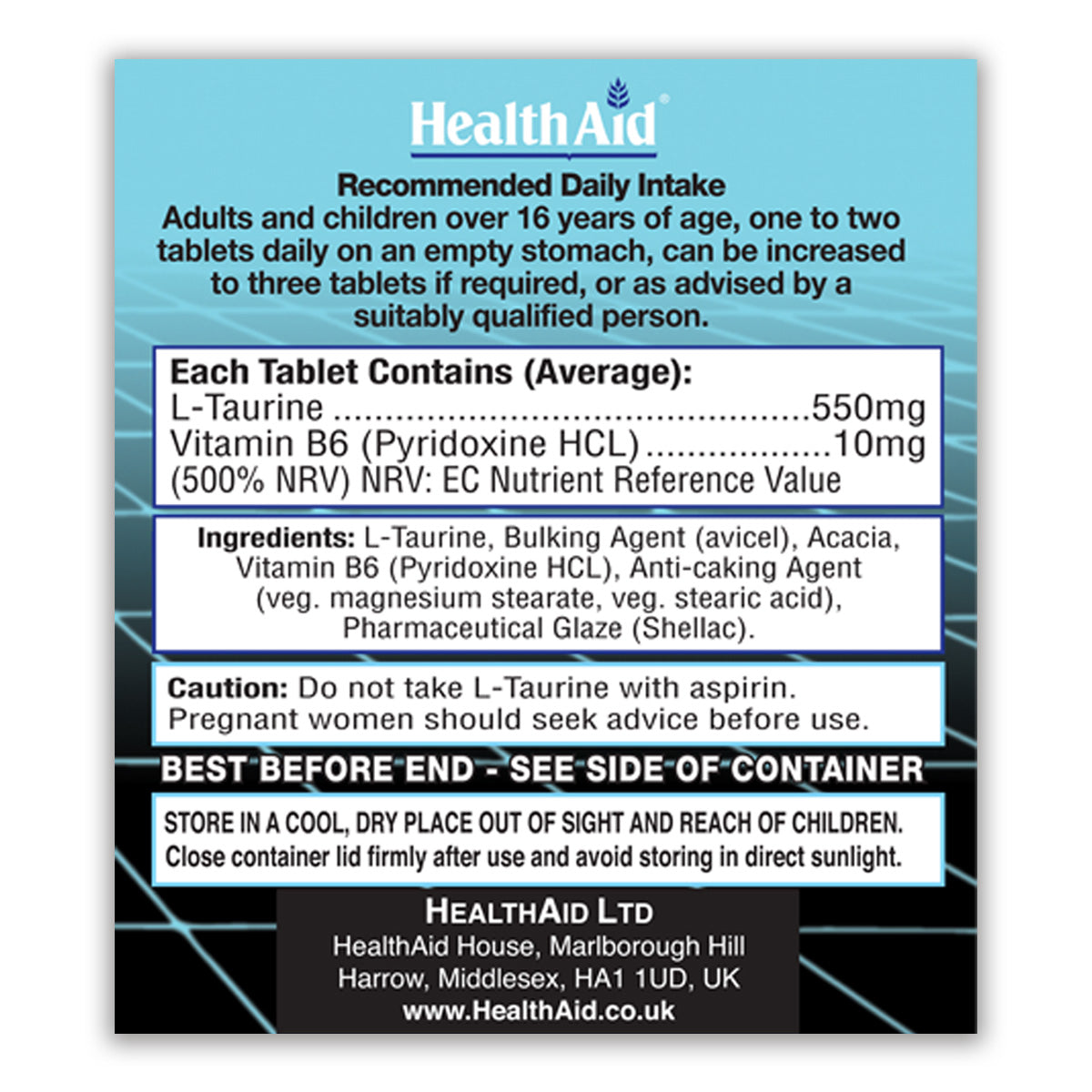 L-Taurine 550mg+ Vitamin B6 Tablets