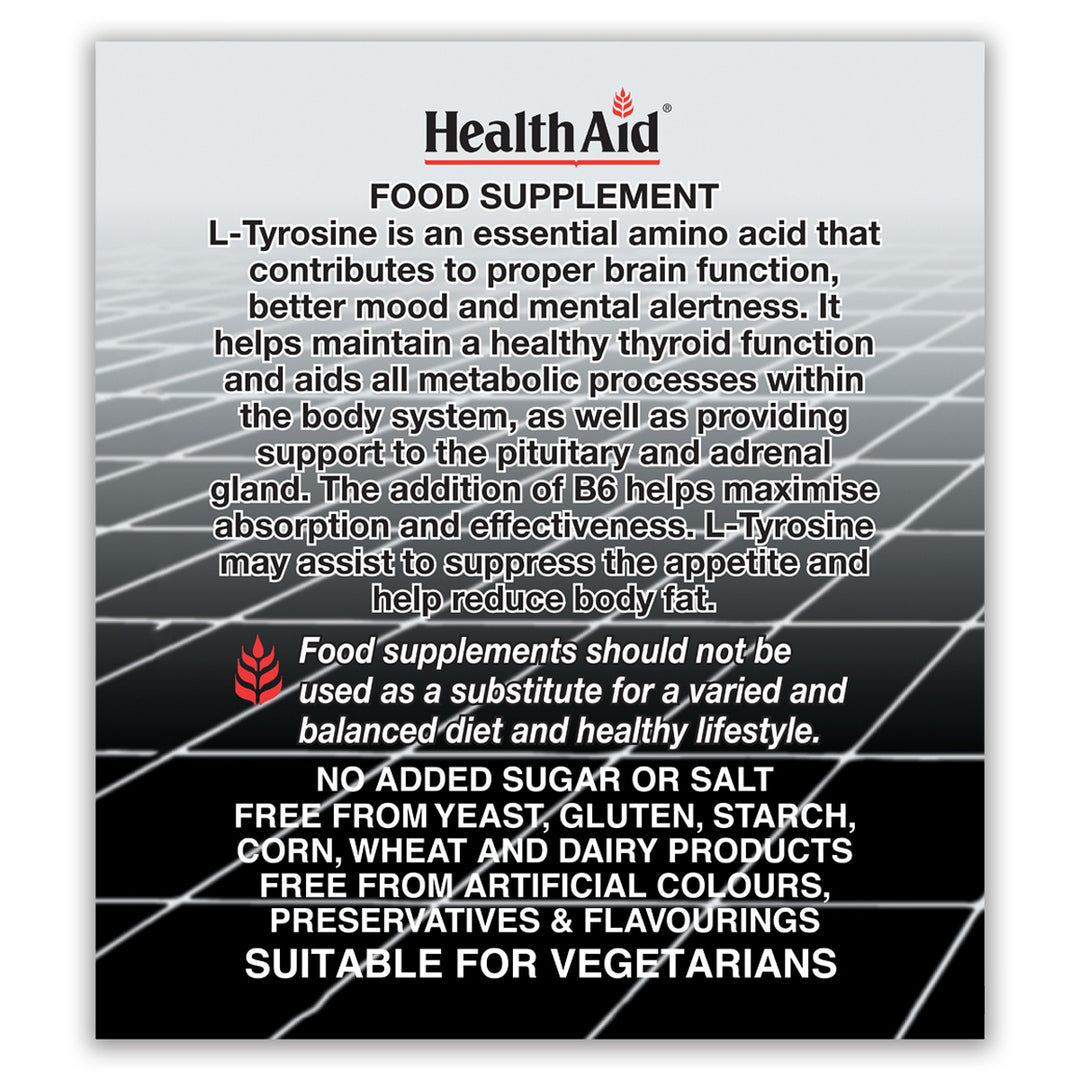 LTyrosine 550mg + Vitamin B6 Tablets HealthAid®