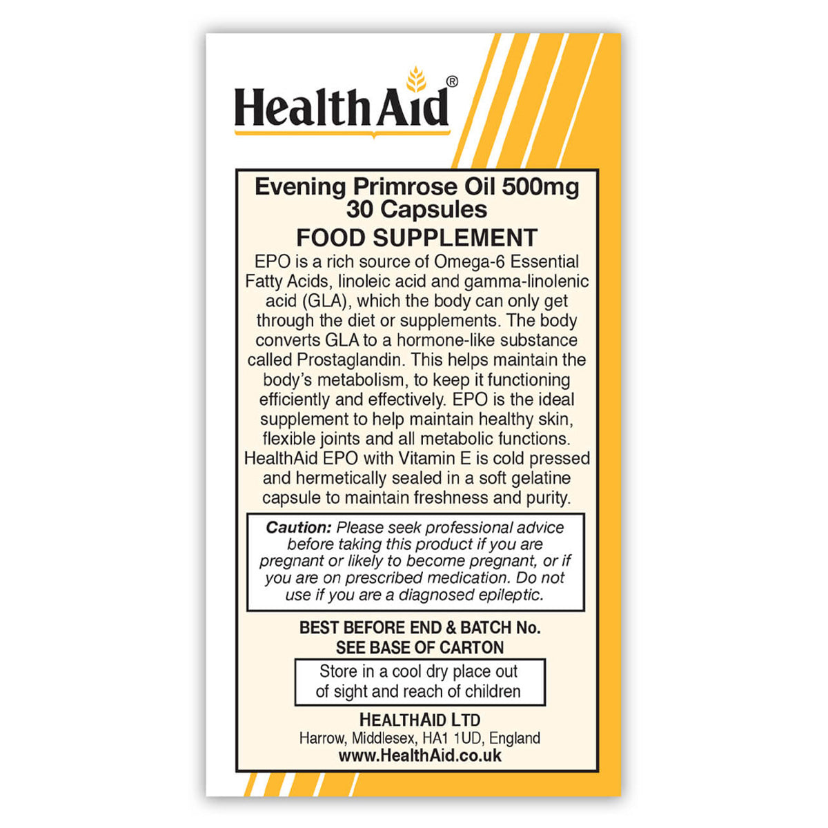 Evening Primrose Oil 500mg + Vitamin E Capsules