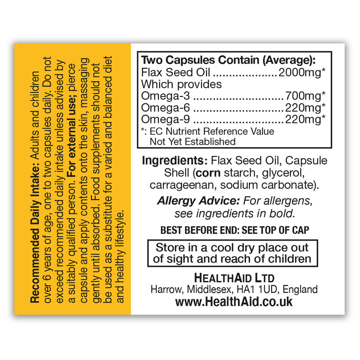 Flaxseed Oil 1000mg 60 Capsules - HealthAid