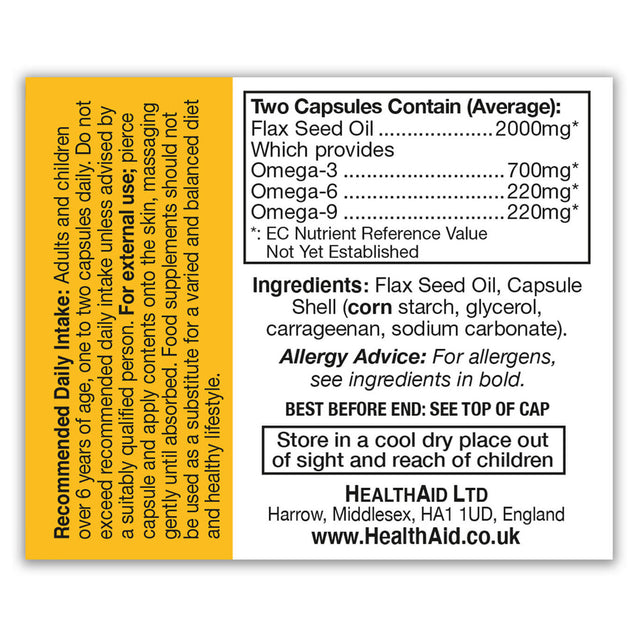 Flaxseed Oil 1000mg Capsules HealthAid®