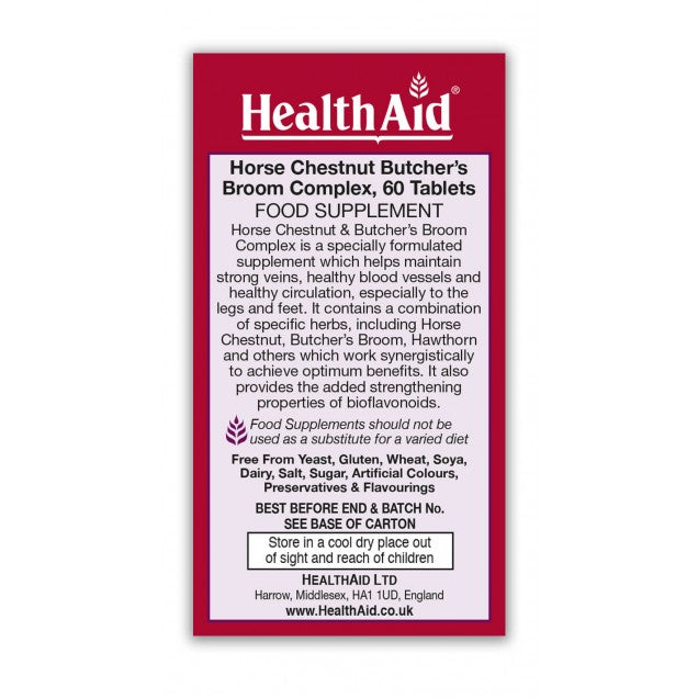 Horse Chestnut, Butchers Broom Complex Tablets - HealthAid