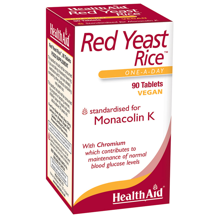 Red Yeast Rice Tablets, Cholesterol, Natural Satin HealthAid HealthAid®