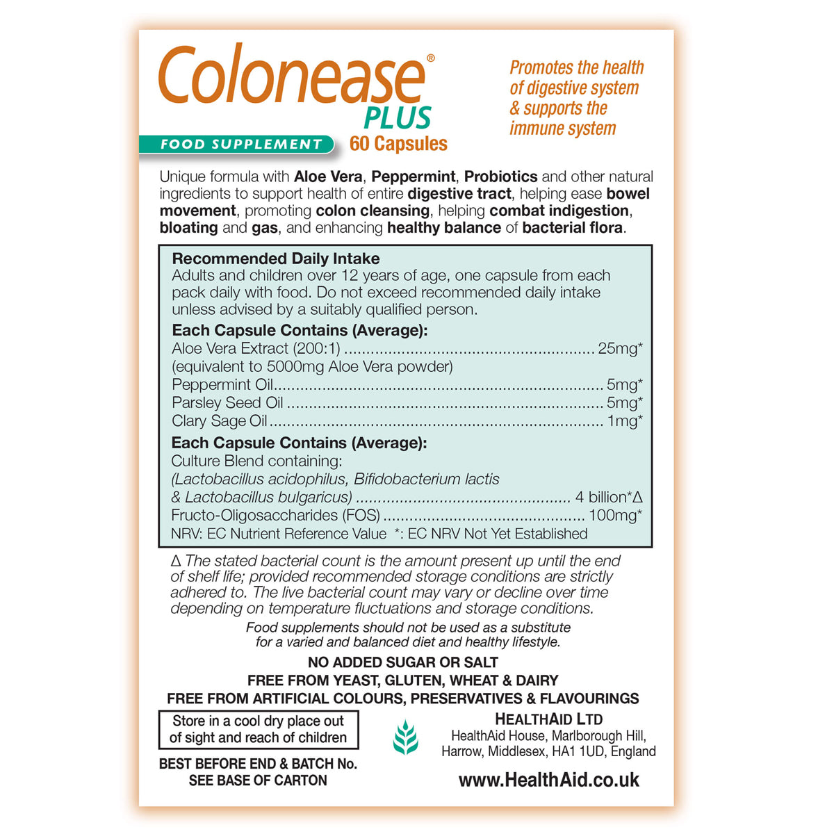 Colonease Plus Capsules - HealthAid