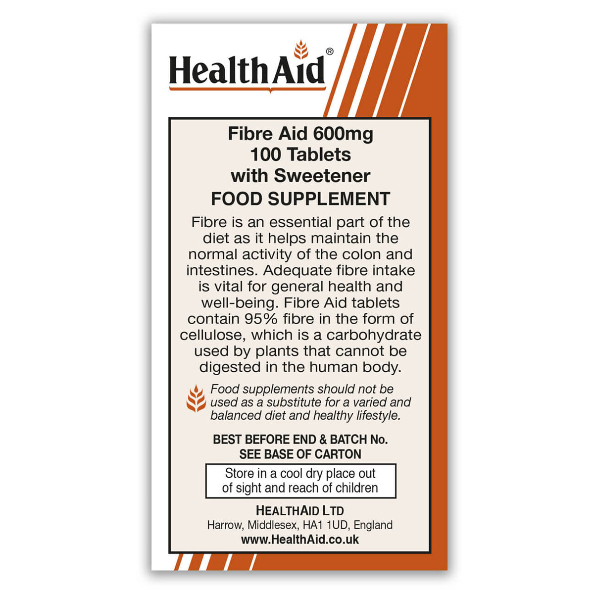 Fibre Aid Tablets 600mg - HealthAid