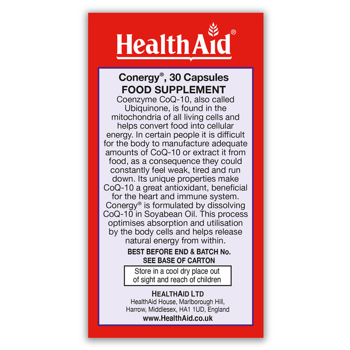 Conergy CoQ-10 30mg +Vit E Capsules