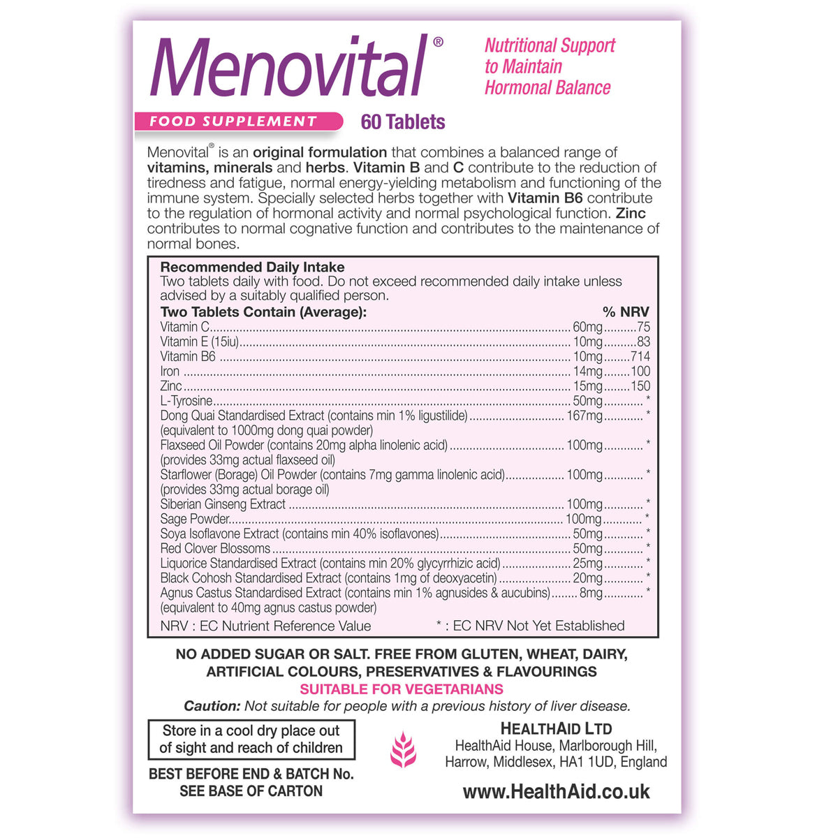 Menovital® Tablets - HealthAid