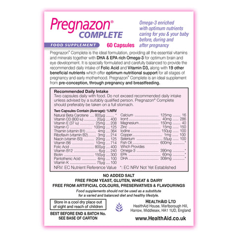 Pregnazon® Complete Capsules - HealthAid