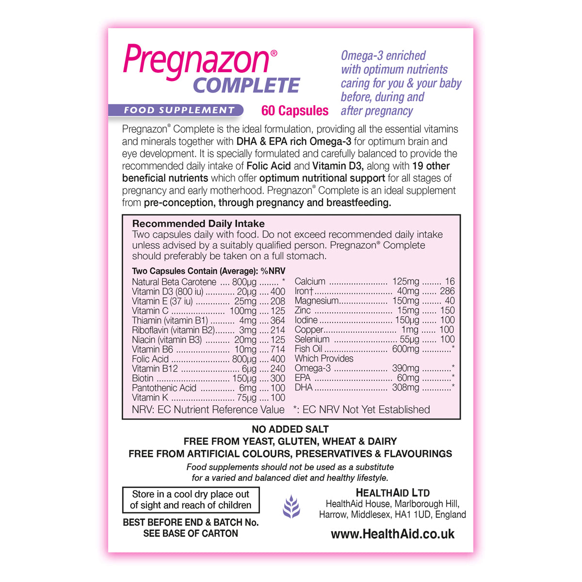 Pregnazon® Complete Capsules - HealthAid