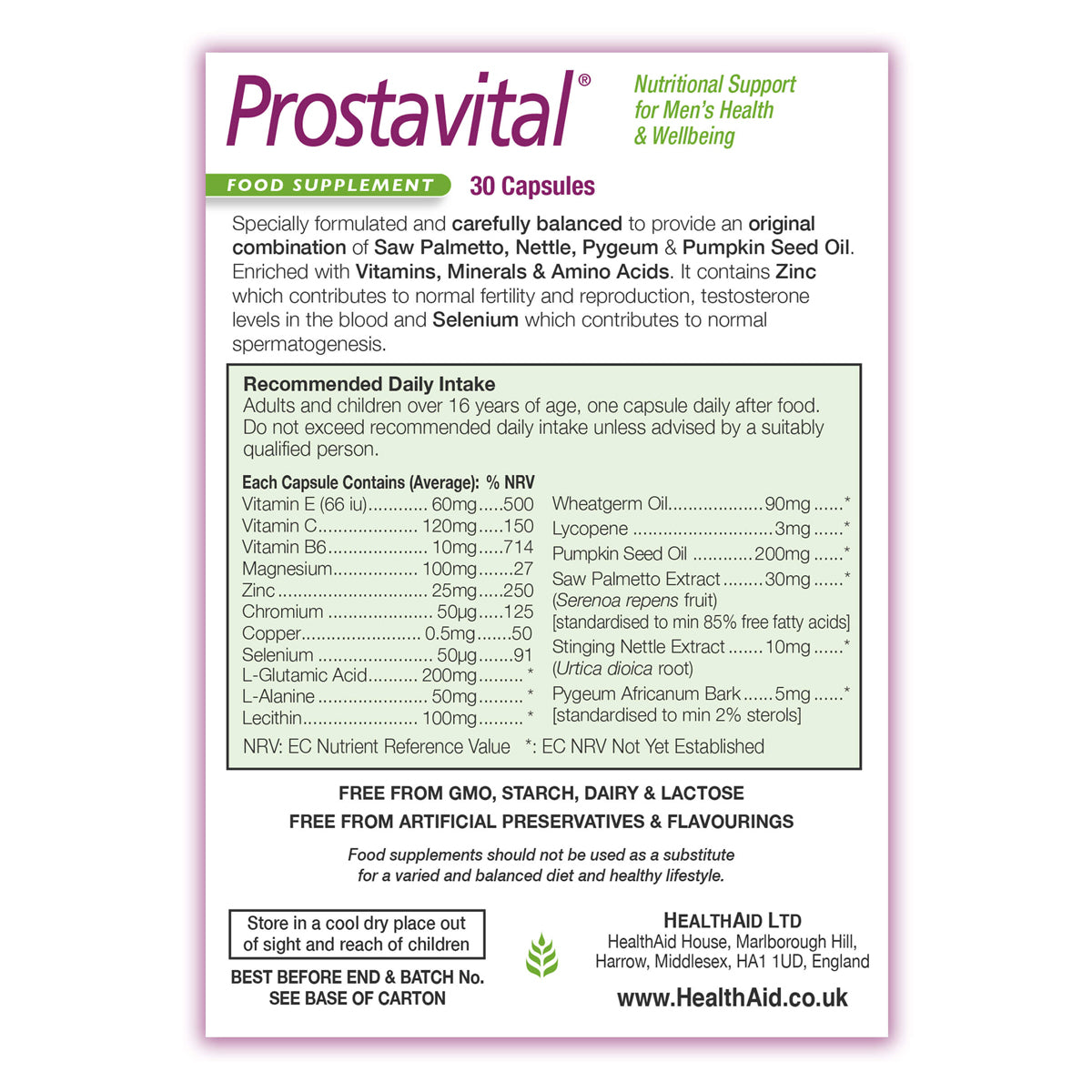Prostavital Capsules - HealthAid