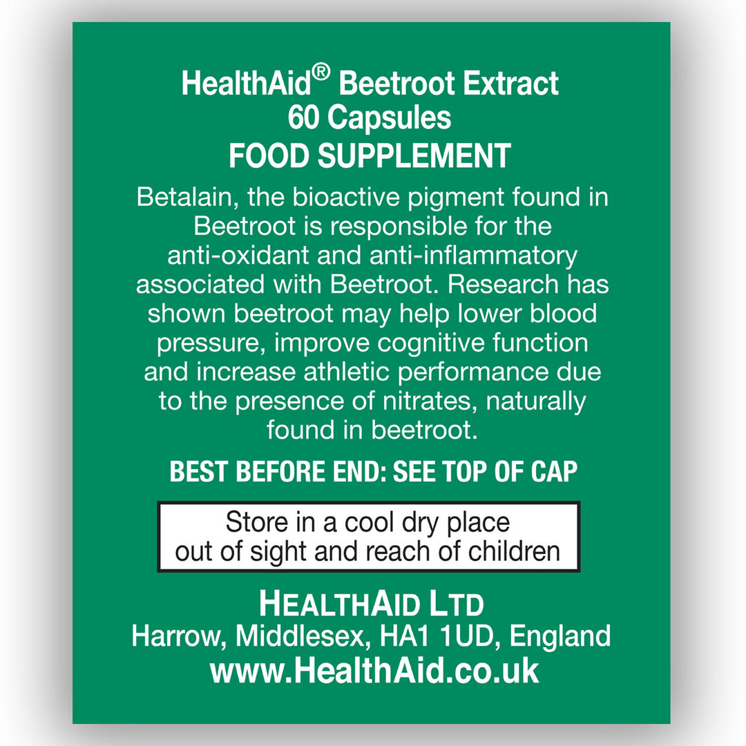 Beetroot Extract 750mg Capsules, Energy, Detox HealthAid HealthAid®