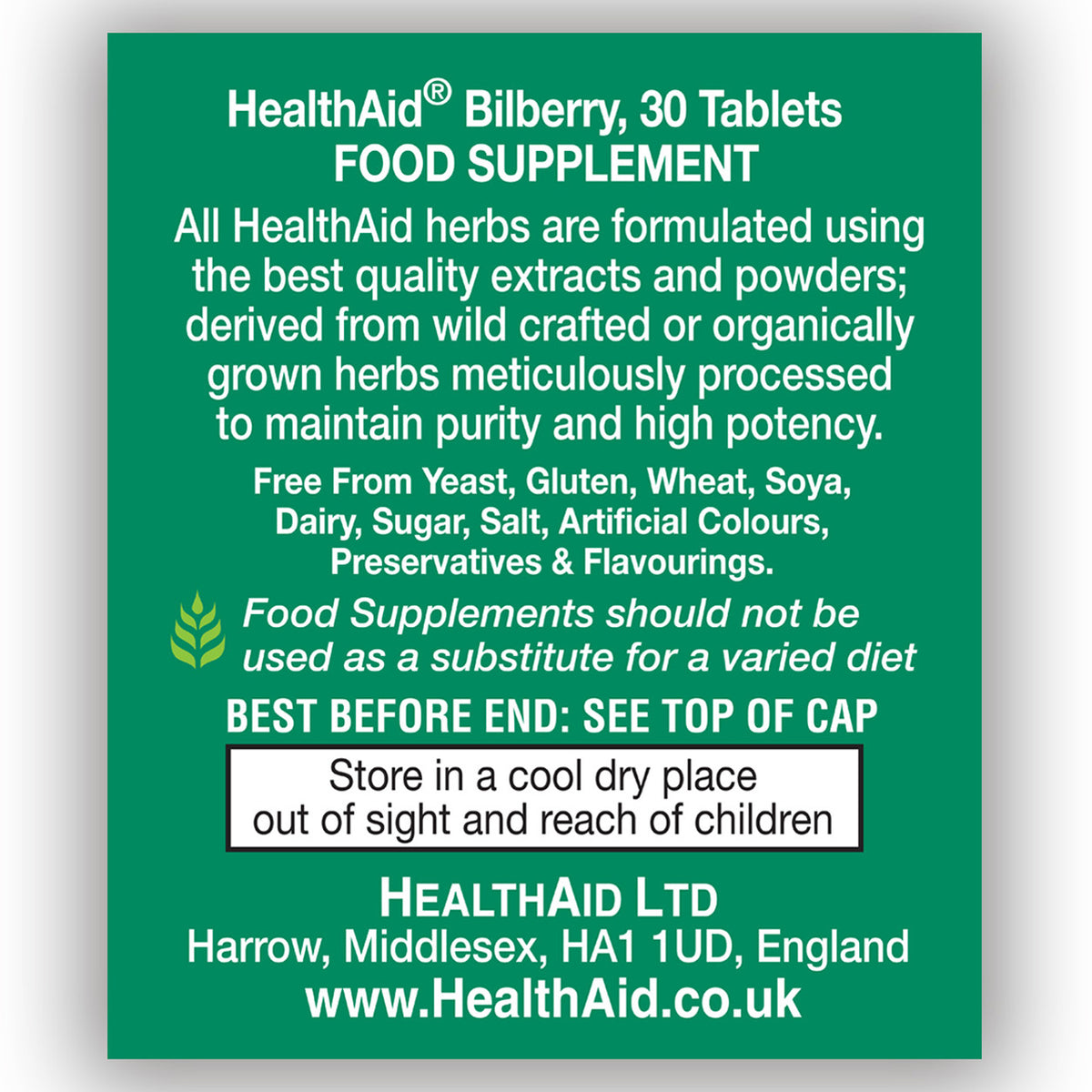 Bilberry 275mg Equivalent  Tablets