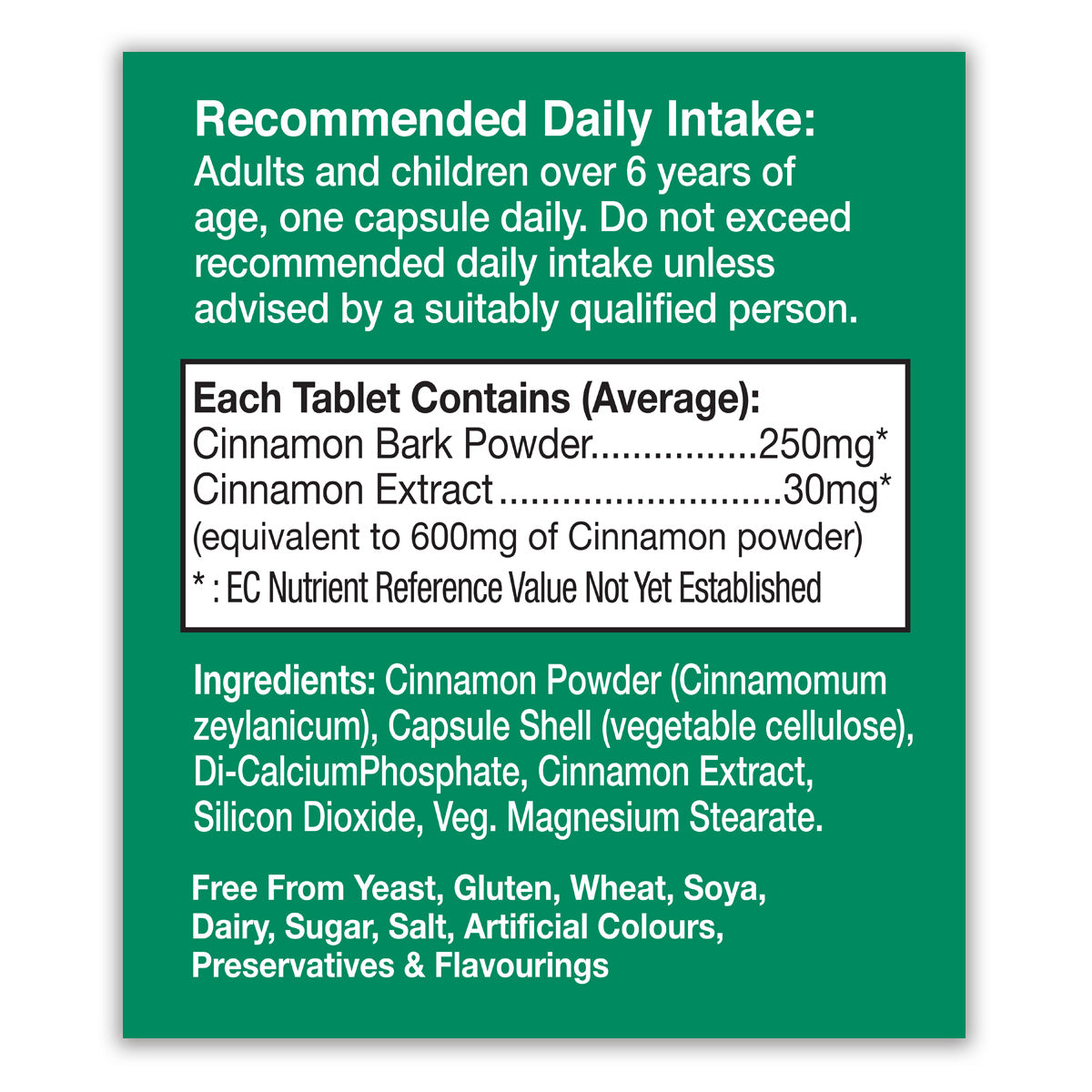 Cinnamon 850mg Capsules