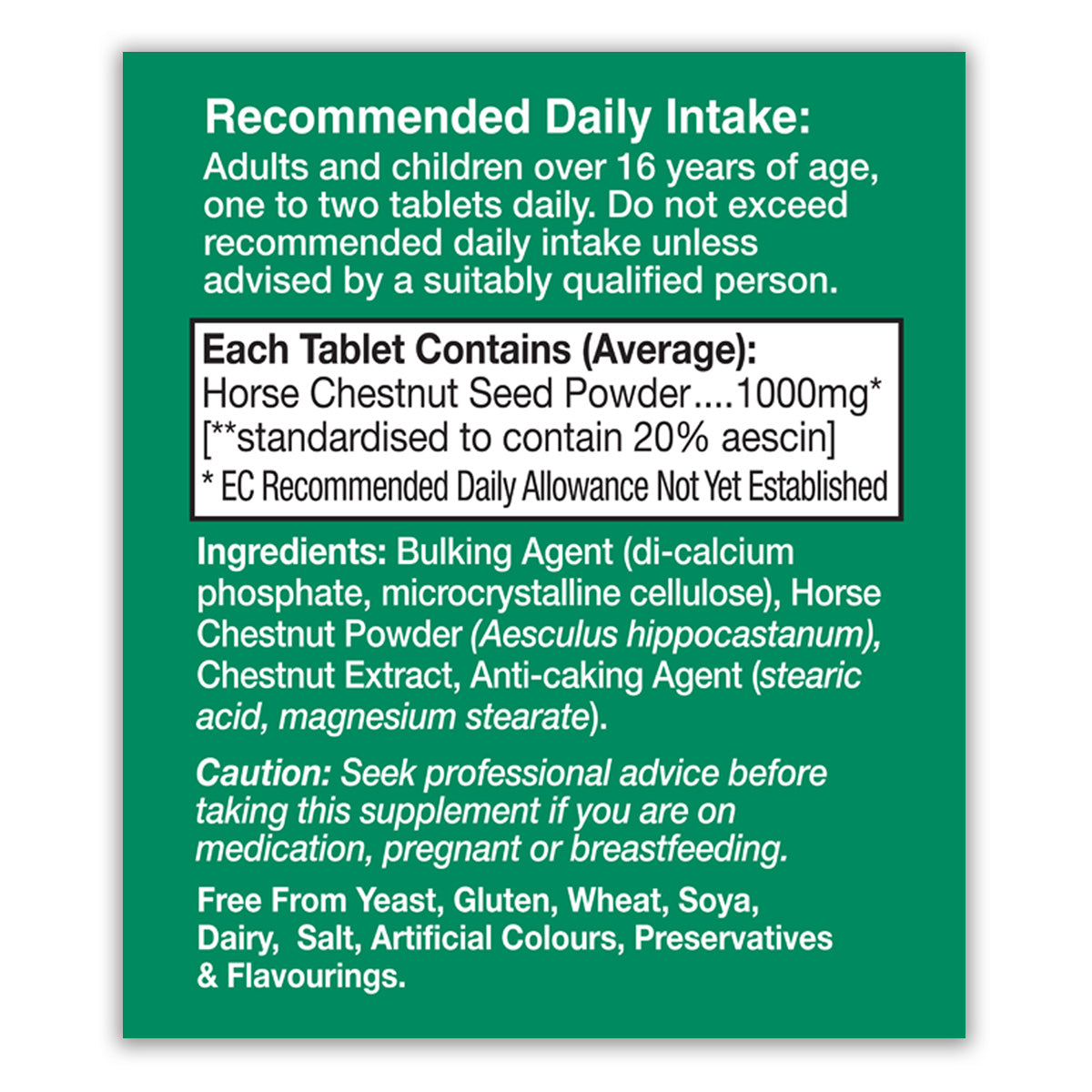 Horse Chestnut 1000mg  Tablets
