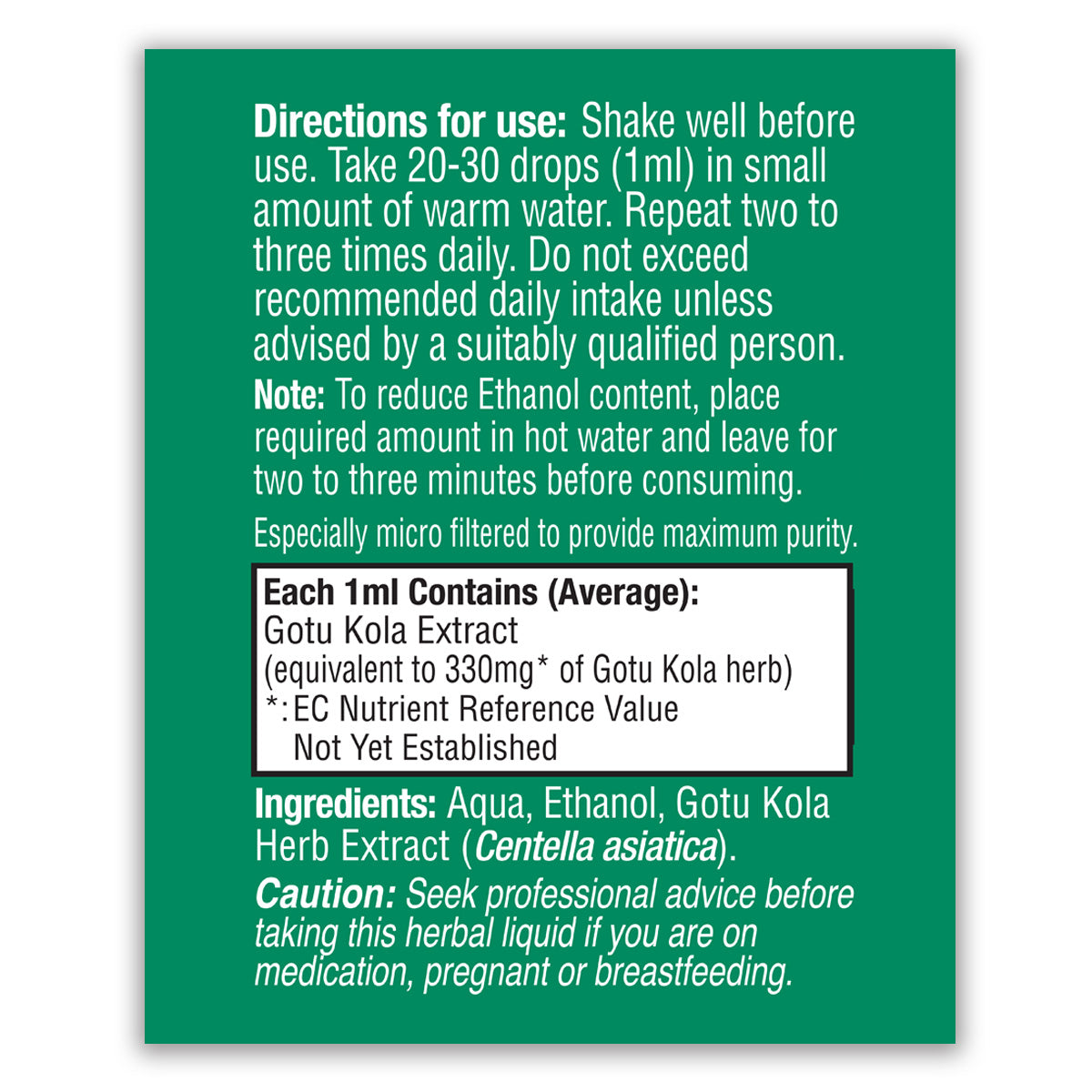 Gotu Kola (Hydrocotyle asiatica)  Liquid