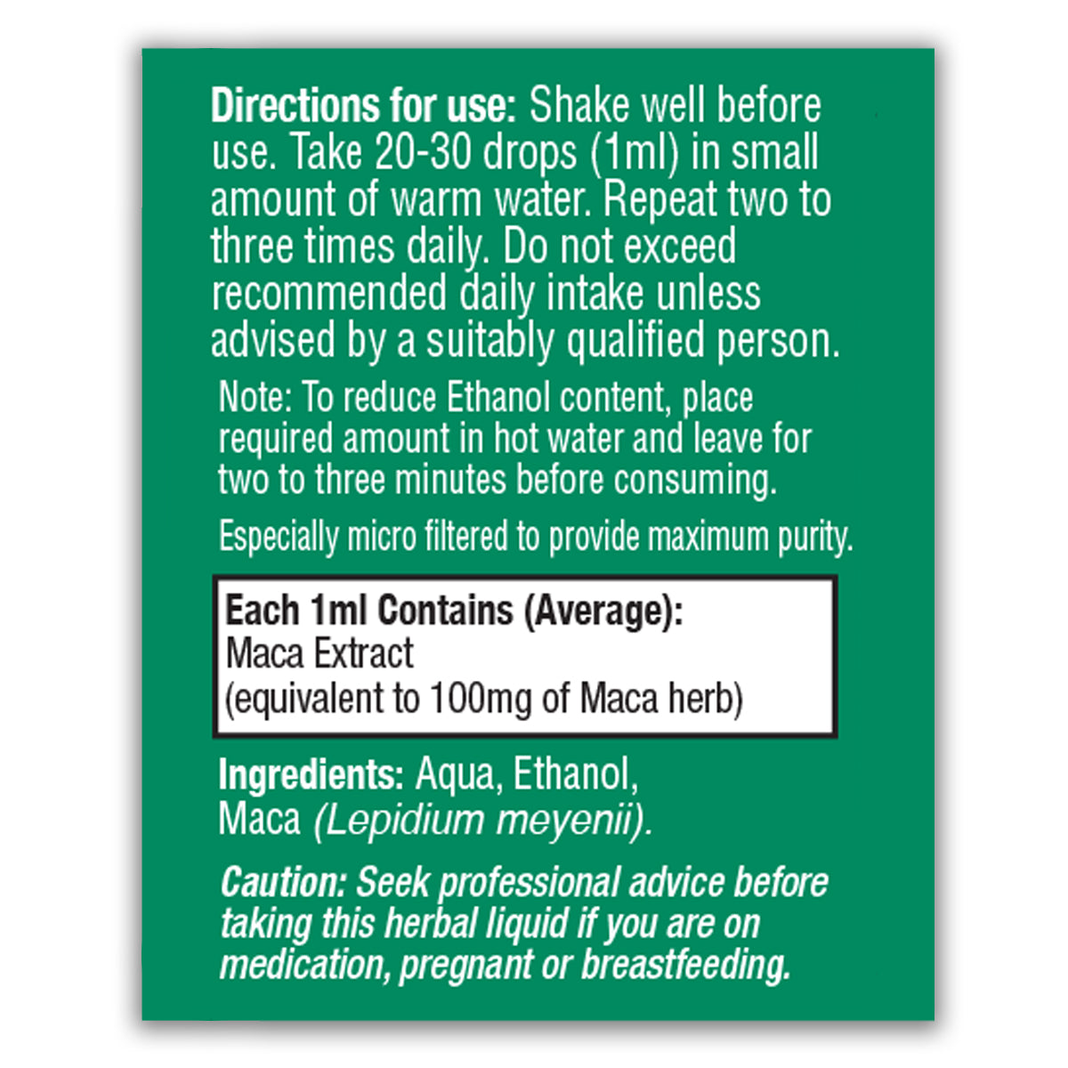 Maca (Lepidium Meyenii) Liquid